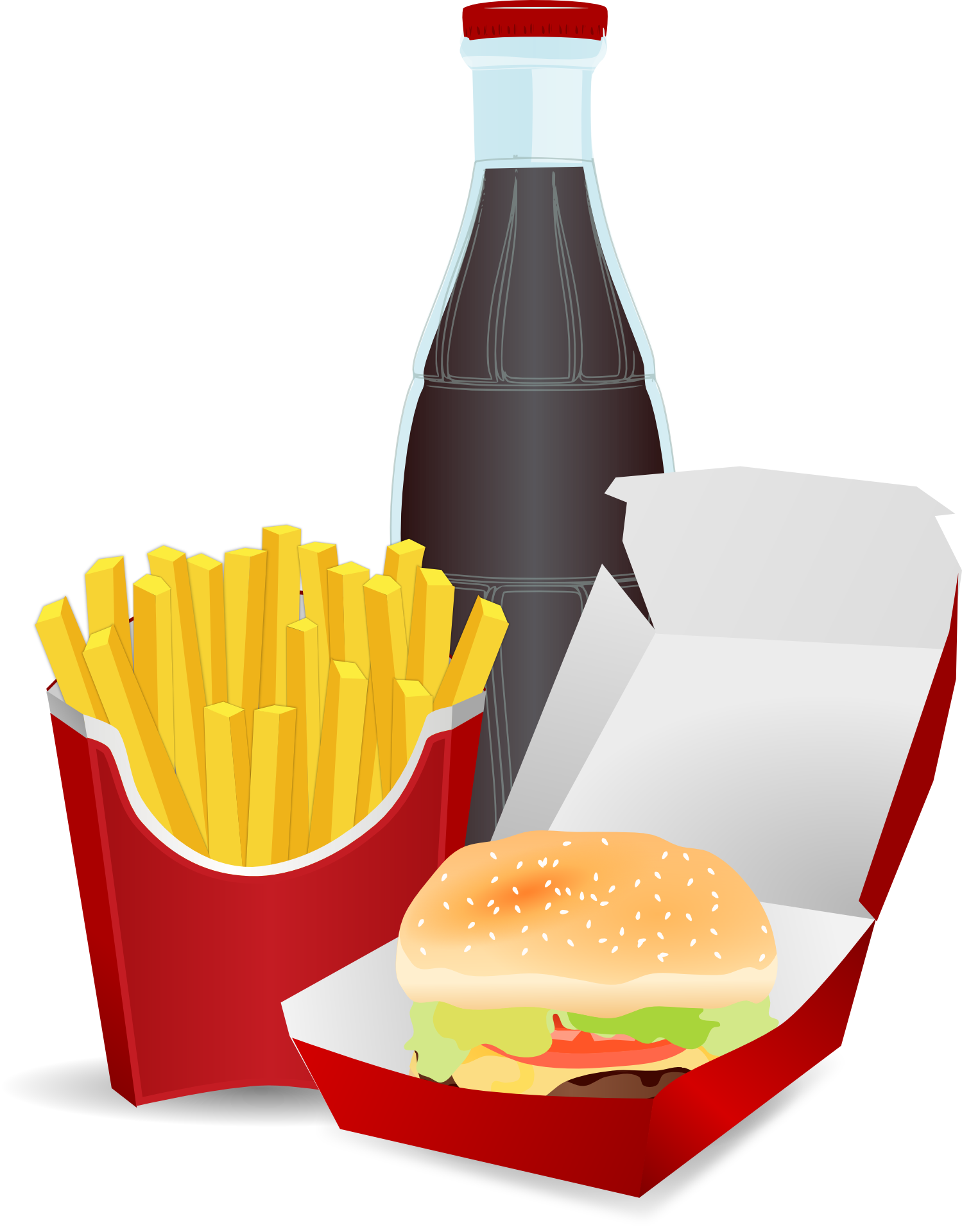 Drawing of fries, cheeseburger, and coke