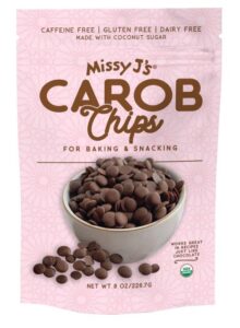 Missy J's Carob Chips for Baking & Snacking Caffeine Free | Gluten Free | Dairy Free Made with coconut sugar.